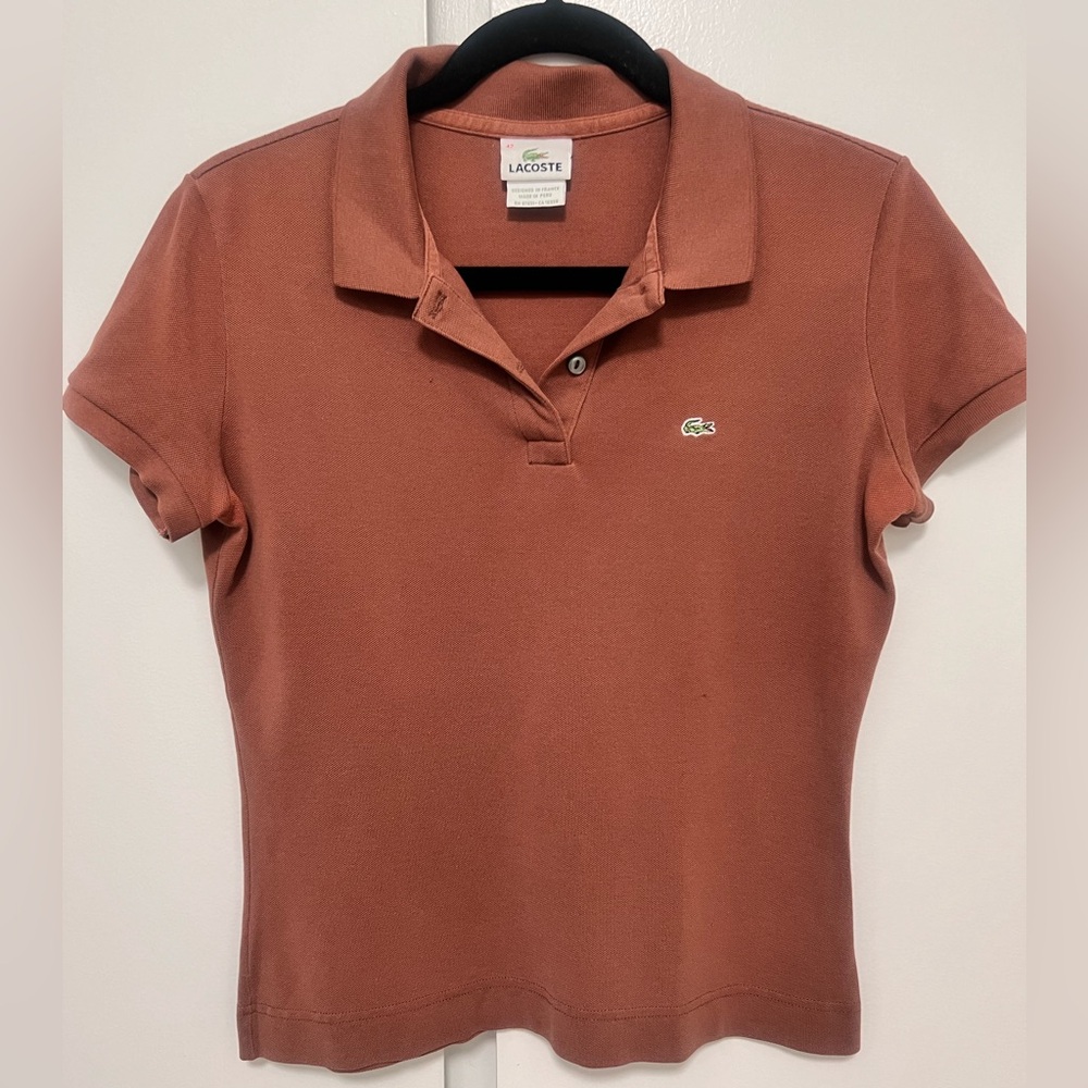 Women’s Lacoste Polo Shirt Brown Lacoste Sizing 42 = L